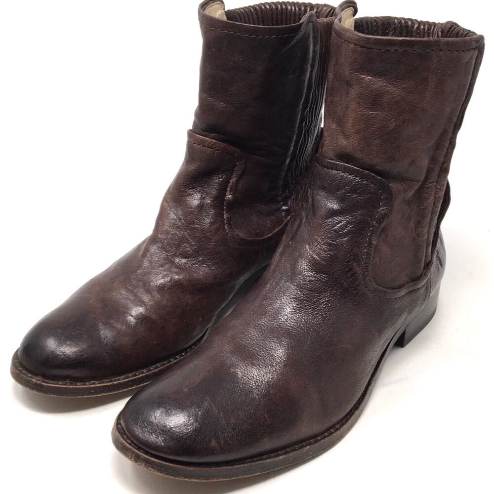 Frye Melissa Women's Size 6.5 Brown Scrunch Short Western Leather Boots Shoes - Picture 3 of 7